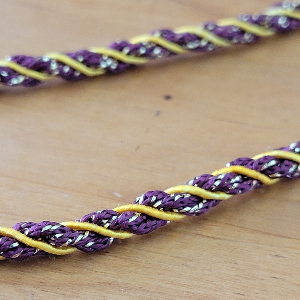 Vintage Maroon Gold Silk Thread Twisted Rope Chain Necklace